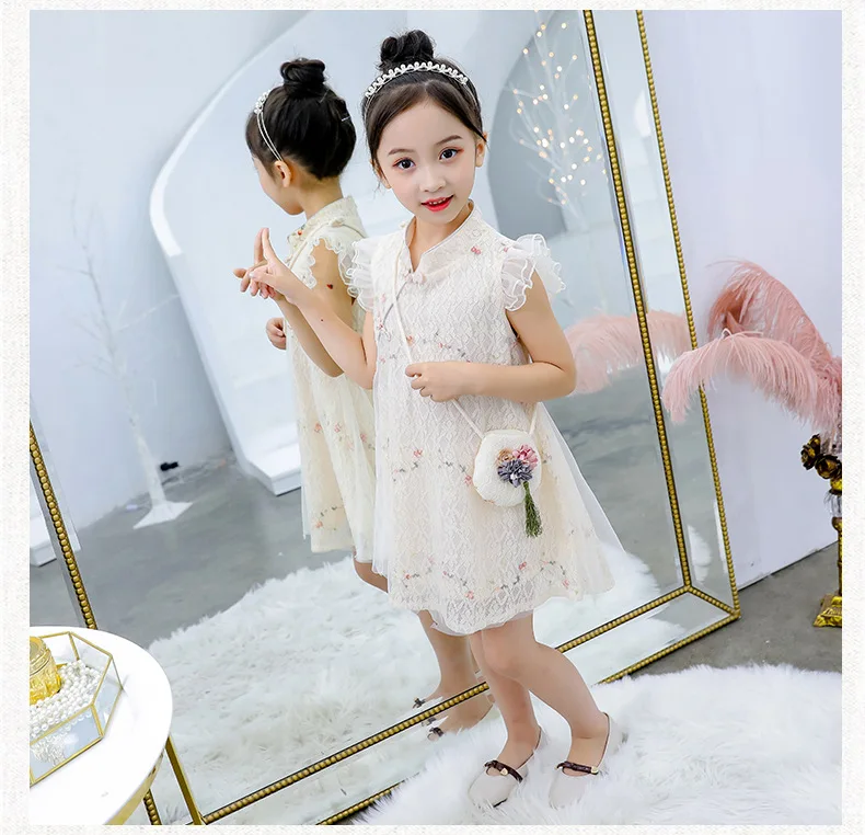 Cheongsam/Летняя одежда для девочек; детский древний костюм; Улучшенная Китайская одежда; куртка; юбка; китайский костюм в китайском стиле для маленьких девочек