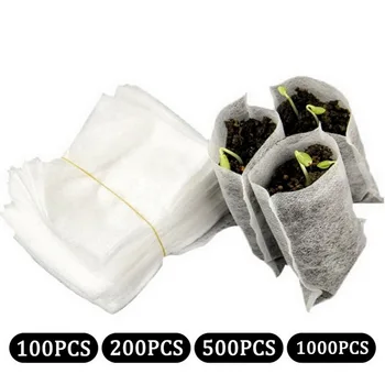 

80*100mm 100pcs Biodegradable Non-woven Nursery Bags Plant Grow Bags Fabric Seedling Pots Eco-Friendly Aeration Planting Bags