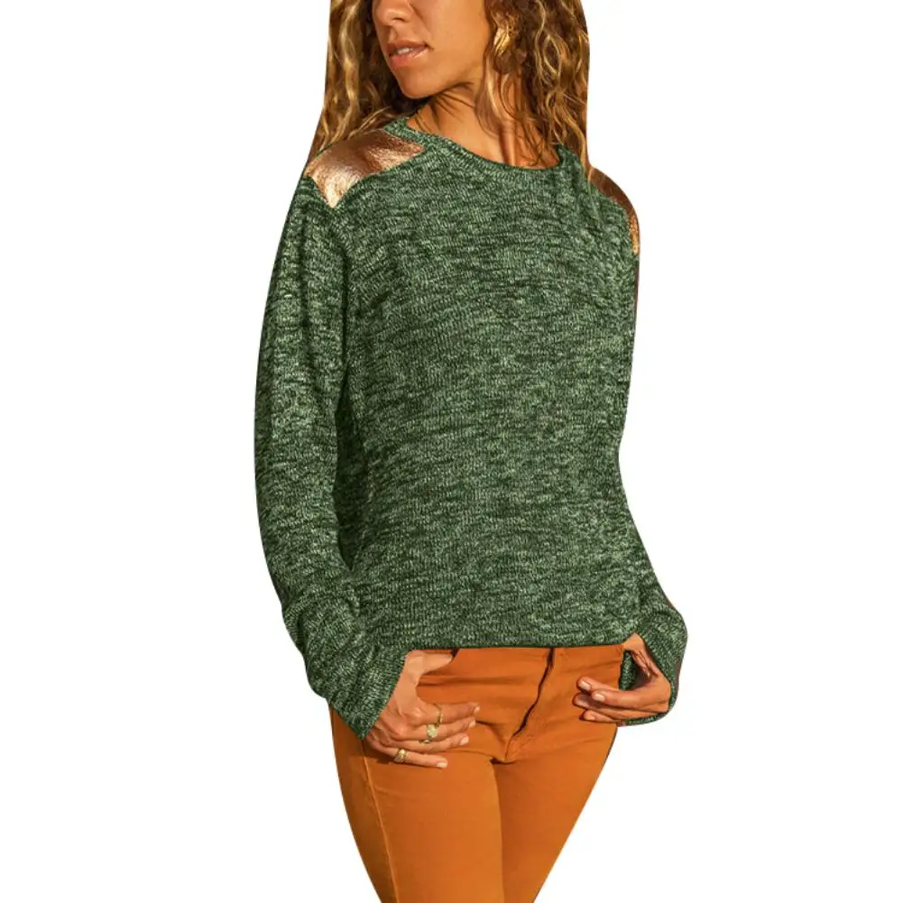 

Winter Women Solid Color Loose Long Sleeve Round Neck Sweater Knitted Pullover