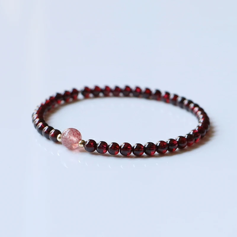 Lily Jewelry 3A гранат бусины клубника кварца 925 пробы Серебро Золото Цвет бусины хорошо для любви и очищения крови