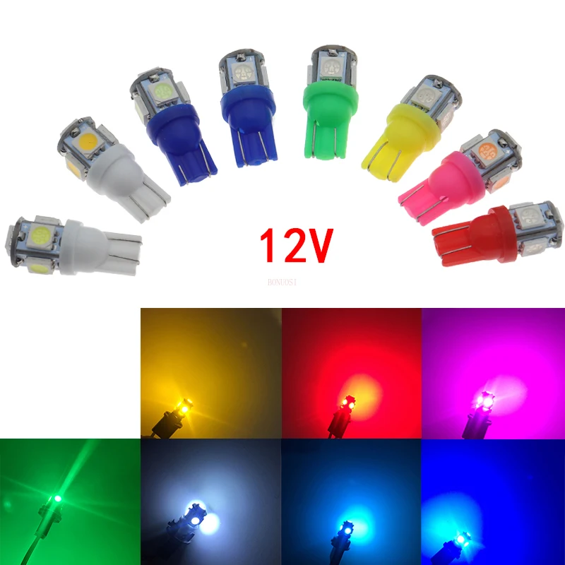 

10PCS T10 5050 5 SMD SMD 194 168 W5W 12V 24V DC 5 LED Light Bulb Clearance Light Wedge Lamp Car Styling
