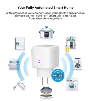 

WiFi Smart Plug EU Adaptor Wireless Remote Voice Control Power Energy Monitor Outlet Timer Socket for Alexa Google Home