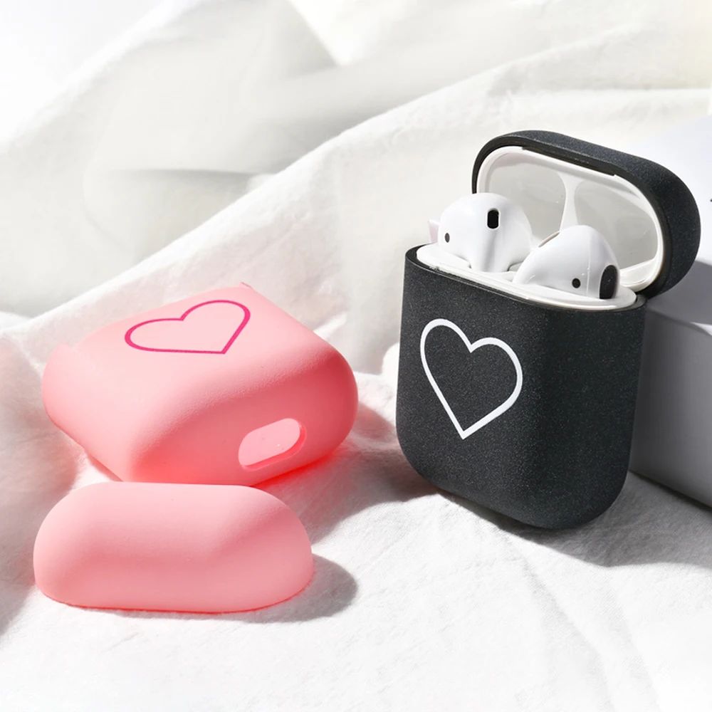 LAPOPNUT Love Heart Wireless Earphone Case Smooth Anti-dust Flexible Protective Cover Soft Cute for AirPods 1 2 Pro 2019 |