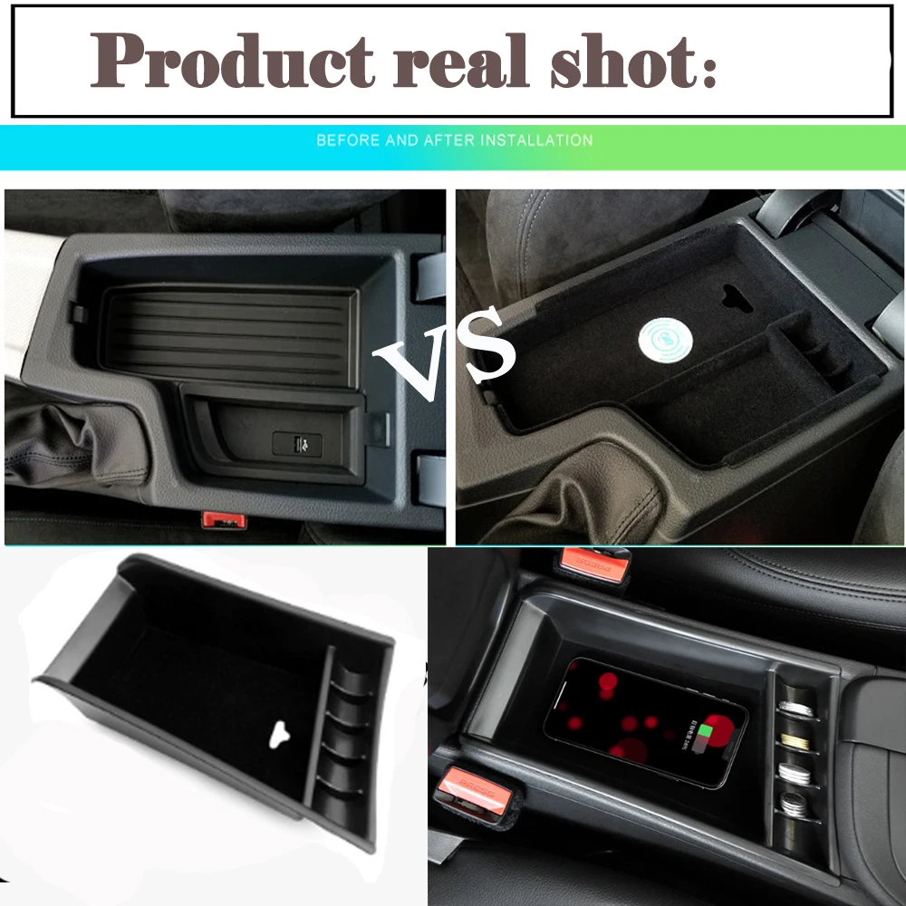 For BMW QI Wireless charger Smart Wireless charging Phone Holder Storage Box for X1 X2 F48 F39 2015~2020