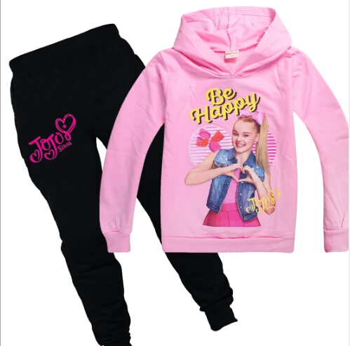 New spring autumn girls JOJO Siwa clothes sets sweatshirt+ Pants full sleeve clothing Suit children Sport cotton kids wear - Цвет: color at picture