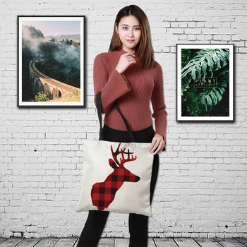 

CROWDALE Funny pack Christmas gift bages Merry Christmas printing bages New Women's Canvas Large Capacity Vintage Shoulder Bages