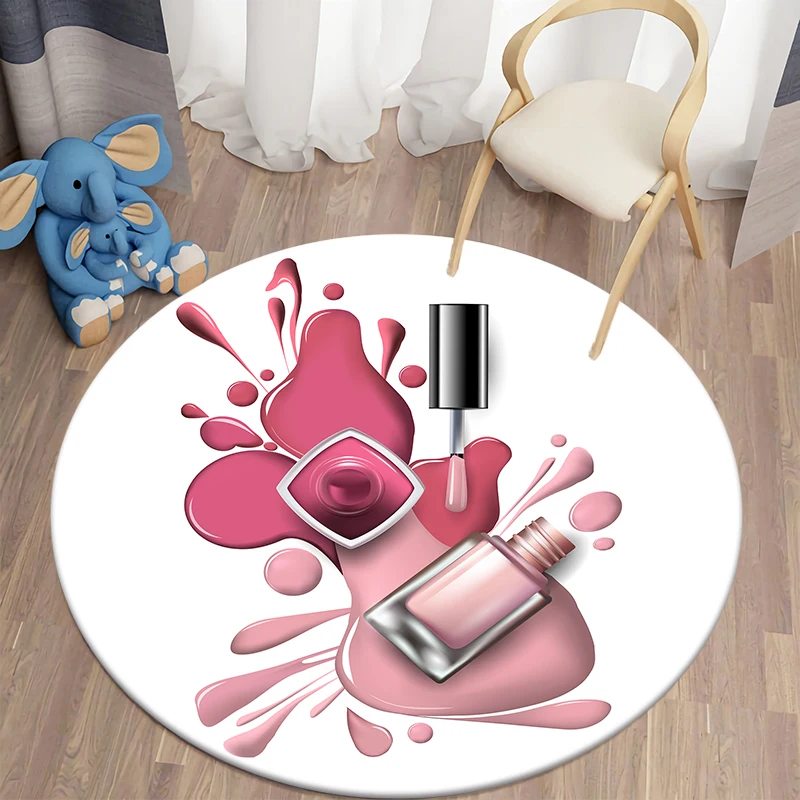 Nail Polish Lipstick Round Carpet for Living Room Rugs Girls Cosmetics Area Rug Doormat Bedroom Carpet Mat for children Girls plush rug decorative carpet silk wool rug plush carpet kids carpet