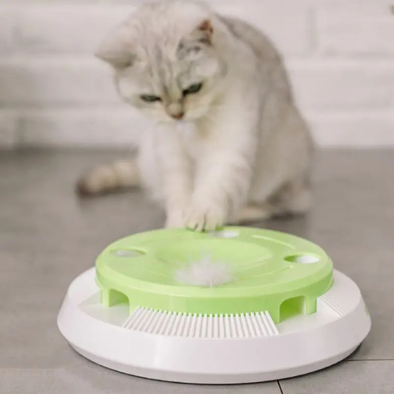 

Interactive Cat Automatic Rotating Teaser Training Cat Scratching Exercise Toys Kitten Feather Puzzle Toy Stimulate Cats Huntin