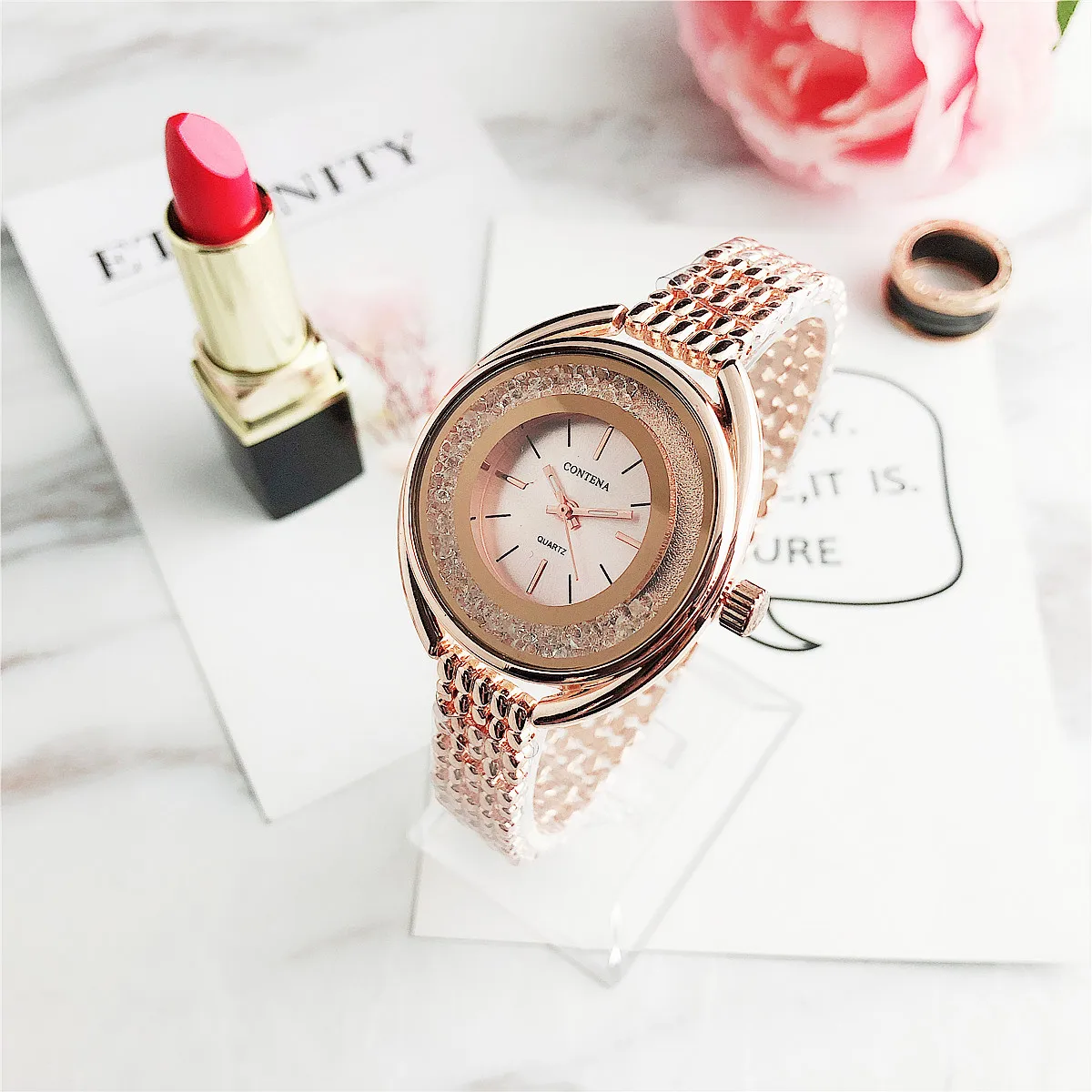 

CONTENA Very Gorgeous Style stainless Women's Wristwatches Fashion Quartz Watch Ladies Quartz-Watches Relogio Gift