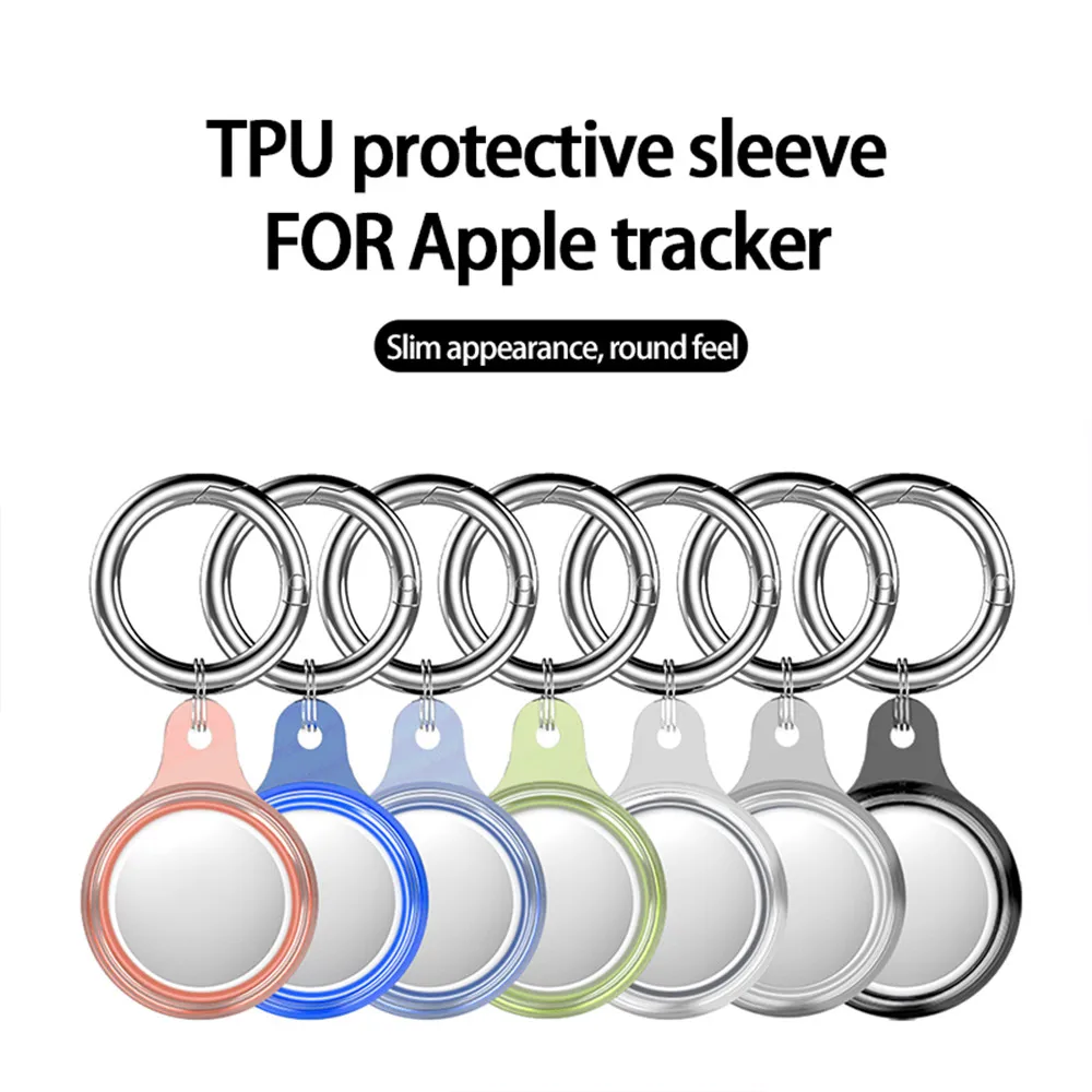 

TPU Protection For Apple Airtags Locator Glacier Transparent Protective Sleeve Hollow Pendant With Keychain Protectior Case