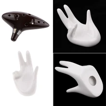 Белый керамический держатель для рук подставка+ 12 отверстий окарина темно-коричневый