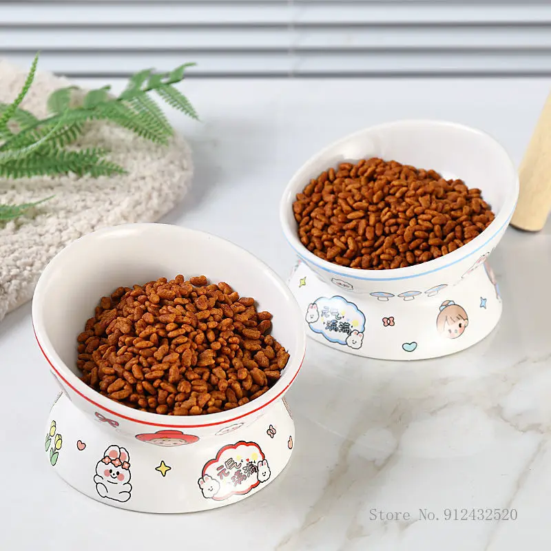 

Керамическая миска для кошек с наклонным ртом, Миска для кошек и собак, Защита высокой стопы, Шейный отдел позвоночника, Миска для еды, Товары для животных, Новинка