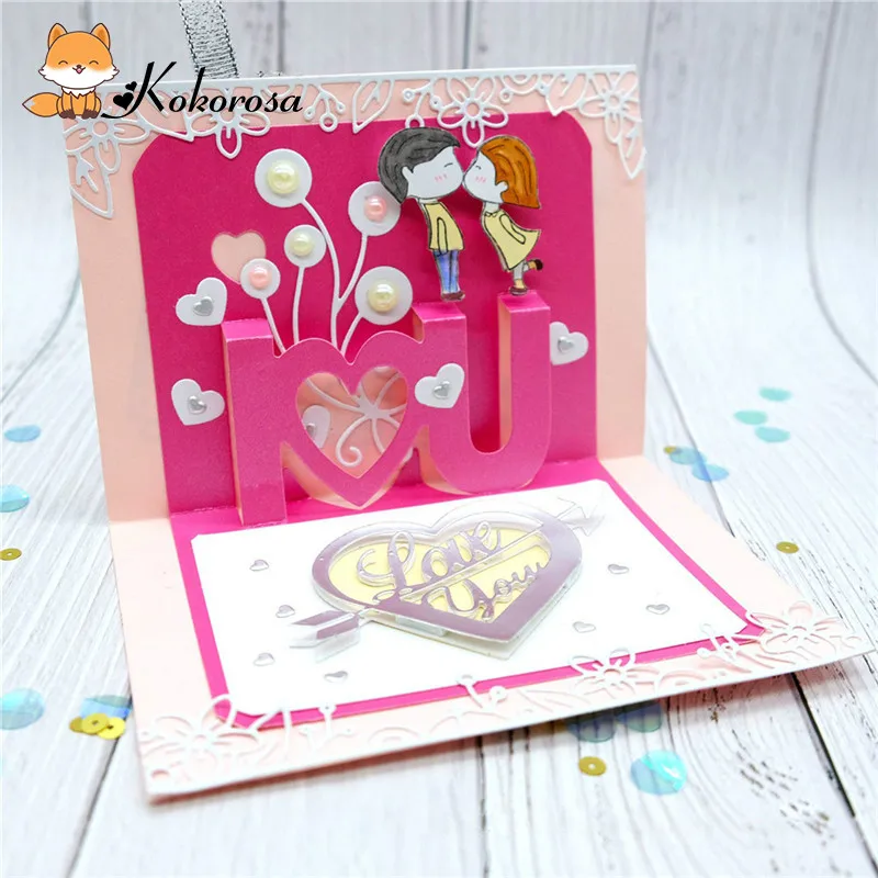 

Kokorosa Folding Cutting Dies Metal Dies I Love You Die Scrapbooking Album Card Making Embossing Stencil Diecuts Decoration