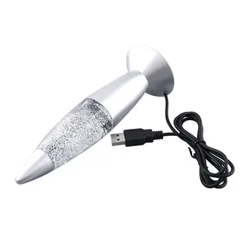 

USB RGB Color Changing Glitter Rocket Night Light Home Bar Desk Lava Lamp