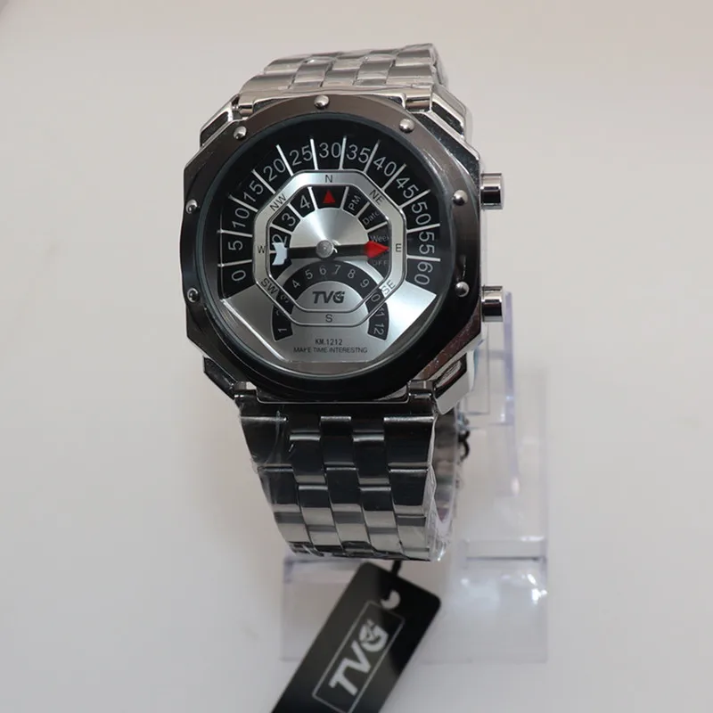 Мужские часы Топ бренд класса люкс кварцевые часы компас Водонепроницаемый дизайн лакированная нержавеющая сталь мужские часы KM1212