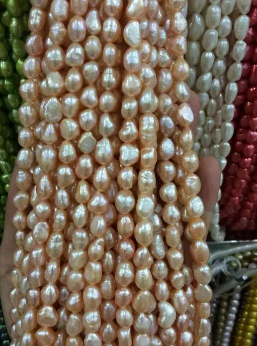 Jewelry Pearl Necklace 8-9mm Water pink Freshwater Cultured Flat Loose Beads 13&quot 1pc Free Shipping | Украшения и аксессуары