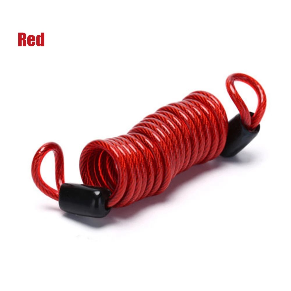 1PC PVC+ Alloy Disc Brake Security Reminder Rope Lock Rope Anti-Theft Spring Cable Wires Motorcycle Bicycles Safety Accessories - Цвет: Red