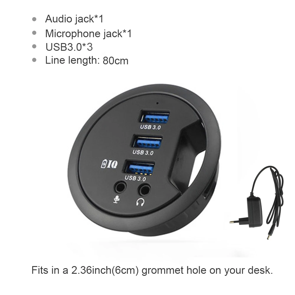 USB HUB USB3 0 Mount In Desk 3 Ports USB 3 0 Ports With Headphone Mircophone Adapter For Desktop computer Multi USB 3 0 Splitter