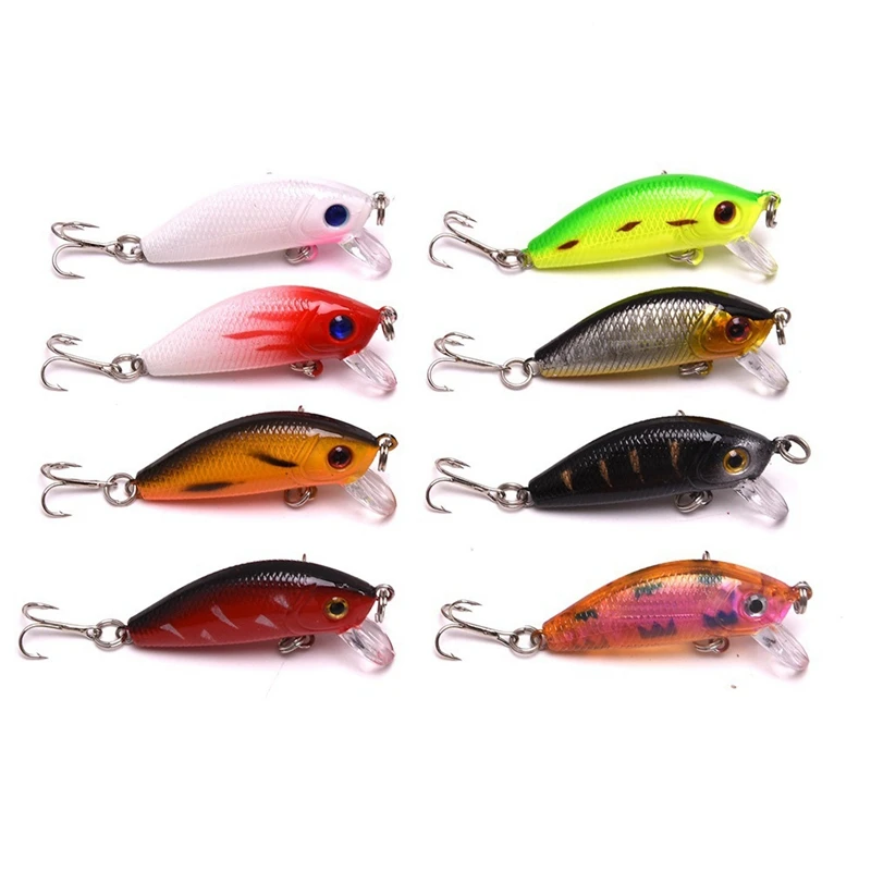  ABUO-8Pcs 5 Cm 3.6G Swim Fish Fishing Lure Artificial Hard Crank bait Top water Wobbler Japan Mini 