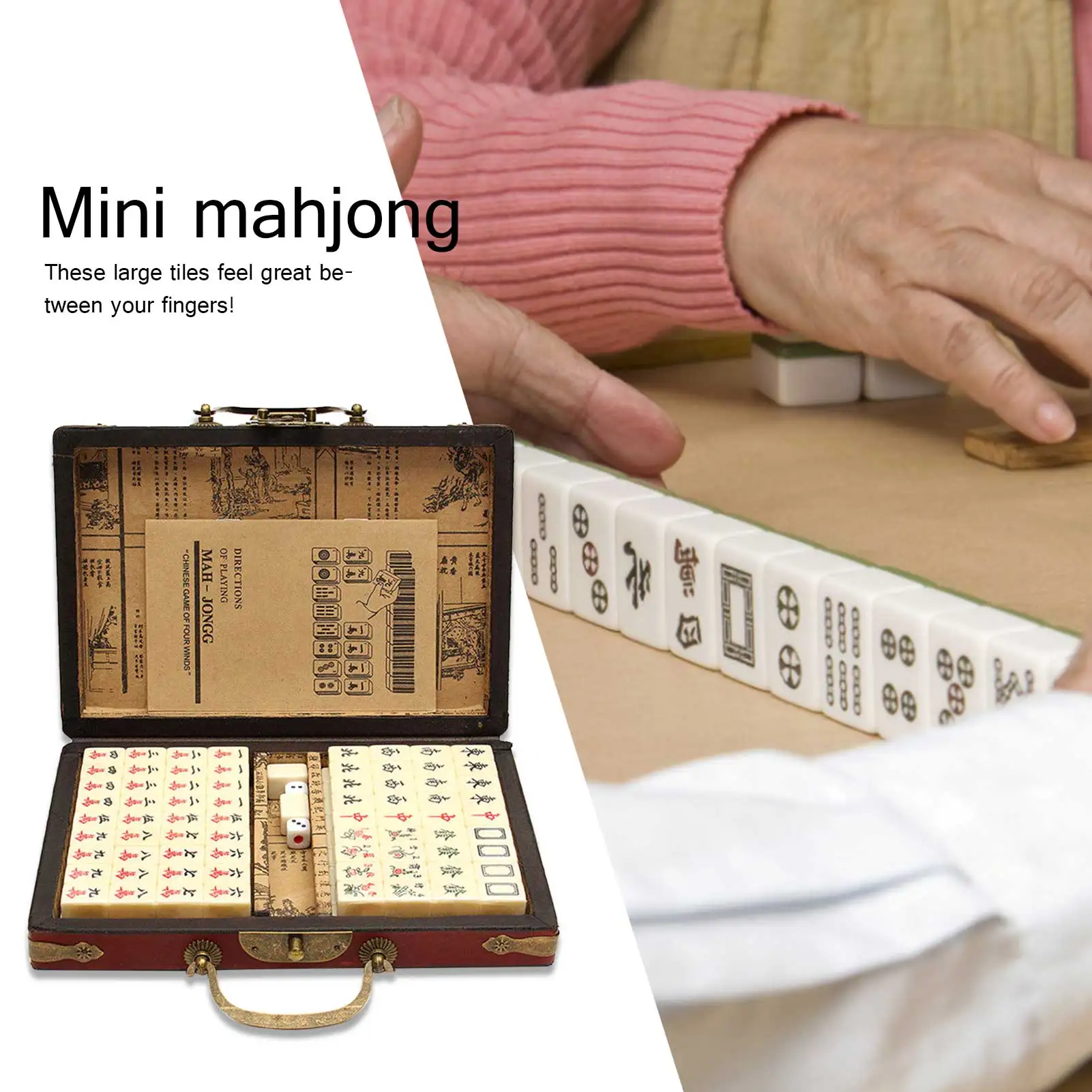 Mah-Jong Chinese Numbered Mahjong Set 144 Tiles Mah-Jong Set Portable Chinese Toy Party Gambling Game Board With Box 3