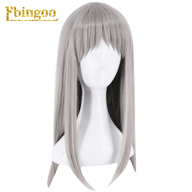 Mistura s Hideri Kanzaki Cosplay Sintética Peruca com Franja Reta Longa Cinza Perucas de Halloween Costume + Cap Cabelo 8 peruca com franja longa reta perucas cinzentas
