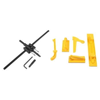 

5 Sets of Plastic Table Saw Pusher Push Block and Stick Package & 1set Adjustable 40-300mm Metal Wood Circle Hole Cutter
