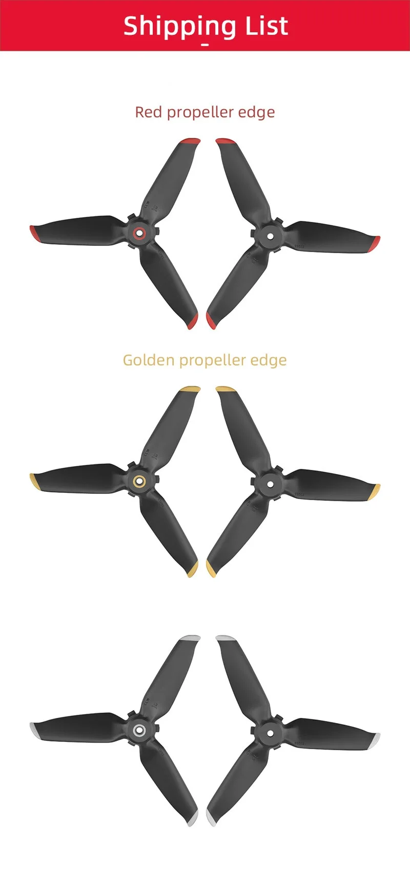 4pcs Drone Propeller, Shipping List Red propeller Golden propeller edge