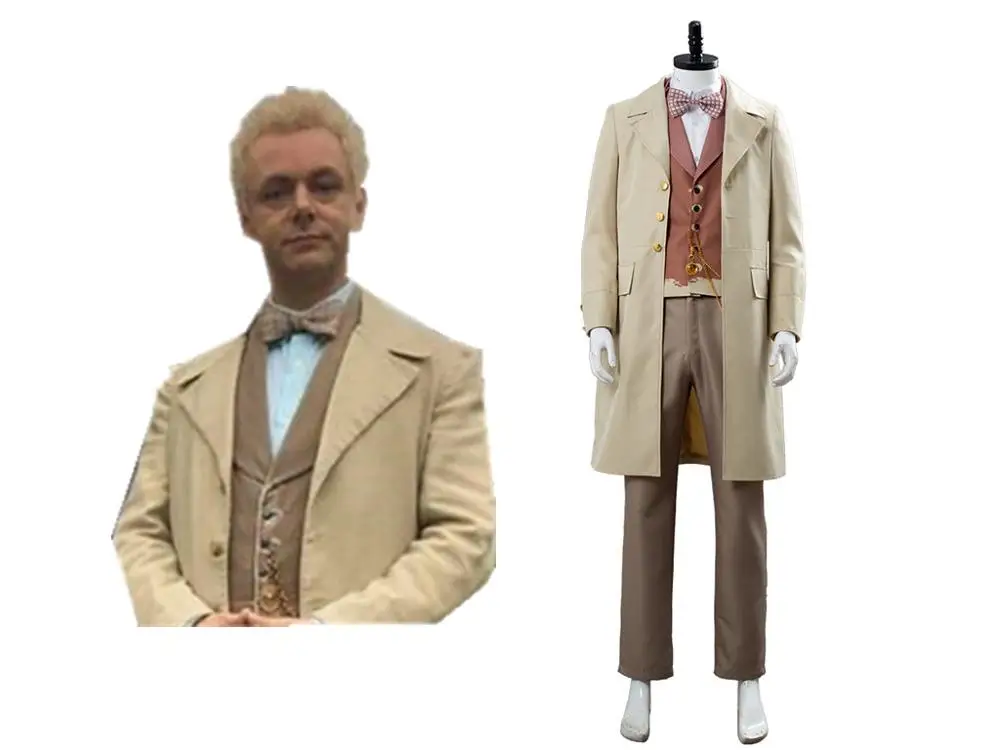 

Good Omens Cosplay Angel Aziraphale Cosplay Costume Men Outfit Jacket Full Set Halloween Carnival Costume