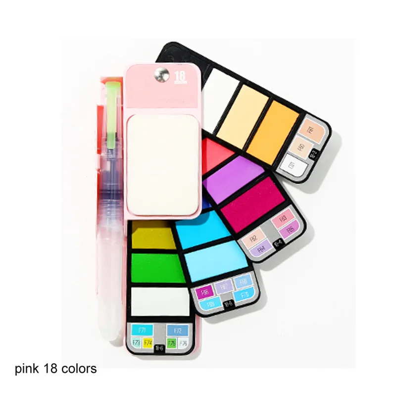 pink 18 colors Вода Цвет, офисные школьные художника товары для рукоделия с емкостью для пигмента краски комплекты Арта 18/25/33/42 Цвета для рисования - Цвет: pink 18 colors