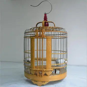 

Bird cage bamboo stainless steel combined with bird cage bamboo copper combined with bird cage metal wood combined bird cage fre