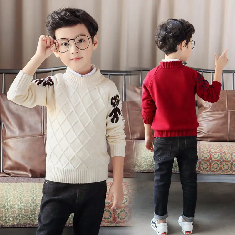 

Children Cartoon Sweater For Boy Knitted Sweaters Autumn Winter Pullovers O-neck Cotton Kids Clothing Causal Boys Knit Clothes