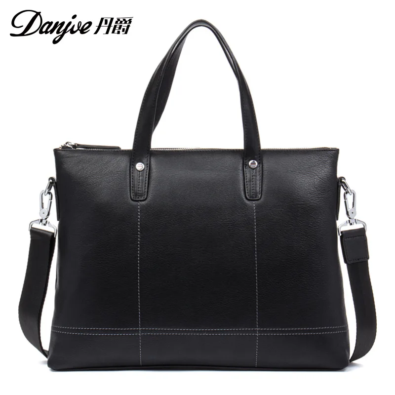 

Dan jue New Style Full-grain Leather Men Business Casual Shoulder Bag Large Capacity Briefcase Handbag
