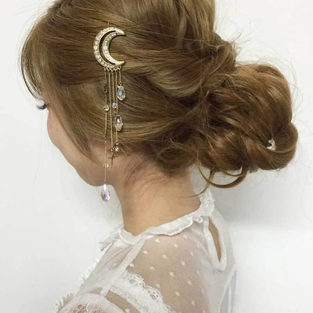 

Korea Simple Metal Hair Clips for Women Geometric Moon Gold Silver Color Hairpins Hair Accessories