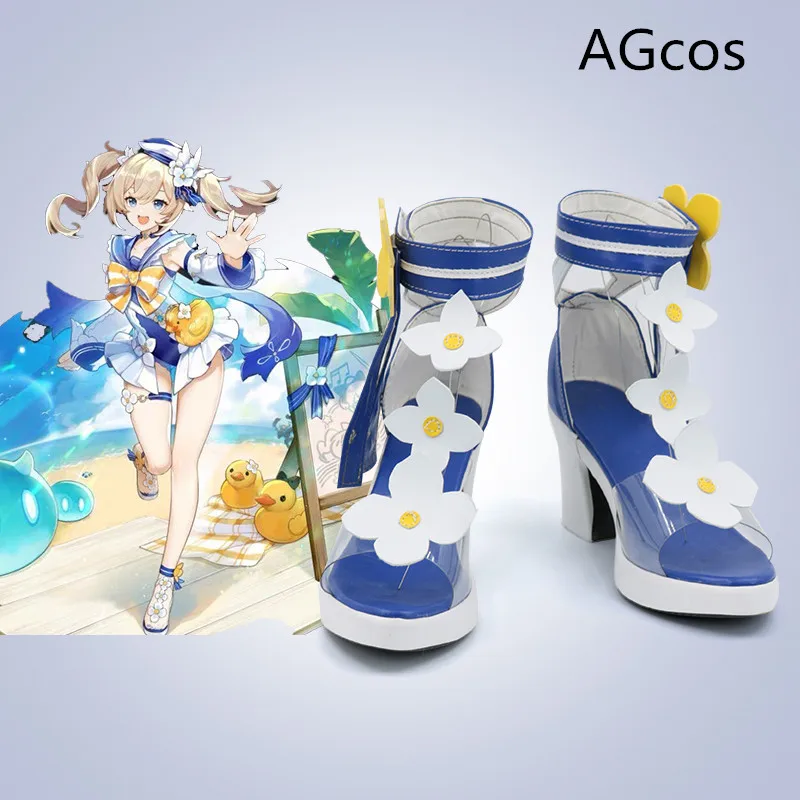 

AGCOS Size 34-42 Genshin Impact Barbara Gunnhildr Cosplay Shoes Barbara Shine Concerto Cosplay High Heels Boots