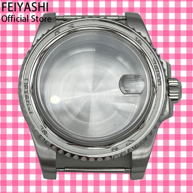 40mm Stainless Steel Men's Watches Case Submariner Sapphire Glass Parts Fit nh35 nh36 miyota 8215 eta 2824 Movement 28.5mm Dial Solid bottom cover 2