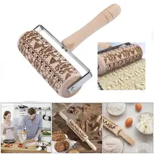 Рождественская рельефная скалка для выпечки печенья роликовая Рождественская деревянная скалка для выпечки рельефное печенье