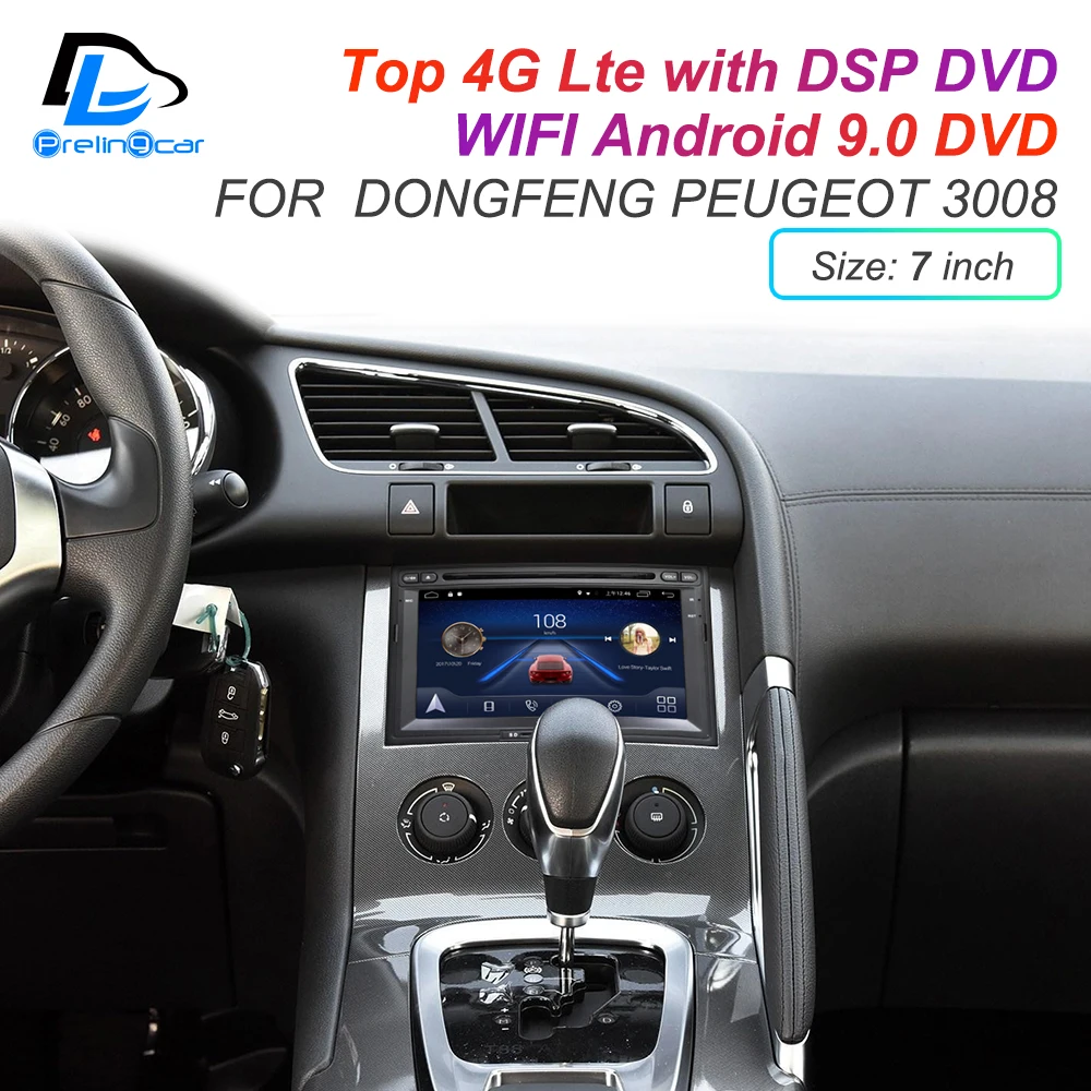 

4G Lte Android 9.0 GPS multimedia navigation system For Dongfeng Peugeot 3008 car dvd player pillow headrest radio