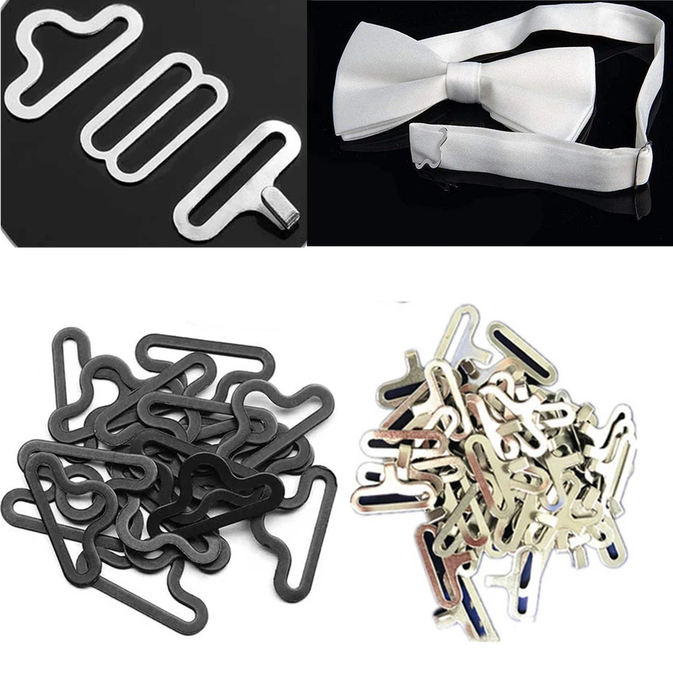 Adjustable Bow Tie Necktie Clip Fasteners Set