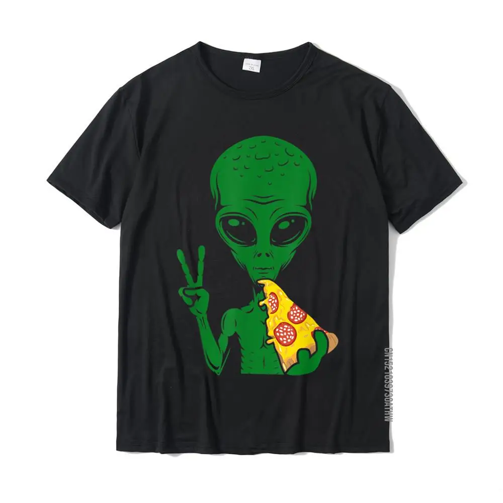 Design Fitness Tight Tops Tees for Men Cheap ostern Day Round Neck Pure Cotton Short Sleeve T Shirts Casual Sweatshirts Funny Alien Head Eating Pizza UFO Extraterrestrial T-Shirt__MZ19104 black