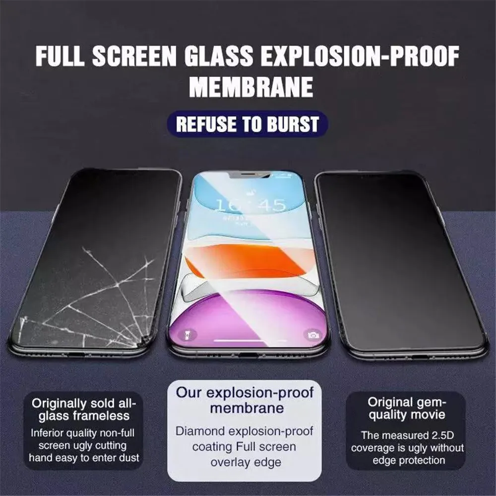 9H Tempered Glass for iPhone 11 Pro Max Xs XR X Screen protector iPhone 12 Pro Mini 7 8 6S 6 Plus SE 2020 Full Protective Film