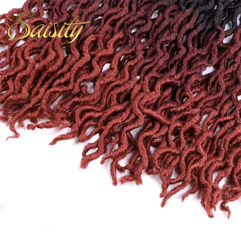 Saisity 18 дюймов Синтетические эффектом деграде(переход от темного к искусственные локоны в стиле Crochet накладные волосы, на крючках, косички, волосы для наращивания 24 нитей