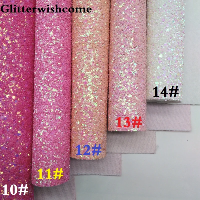 Синтетическая кожа Glitterwishcome 21 х29 см Размер A4 крупная блестящая винил для бантов