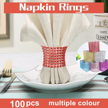 

100pcs European style napkin buckle Western food buckle Hotel napkin rings wedding holiday catering buckle hollow net diamond