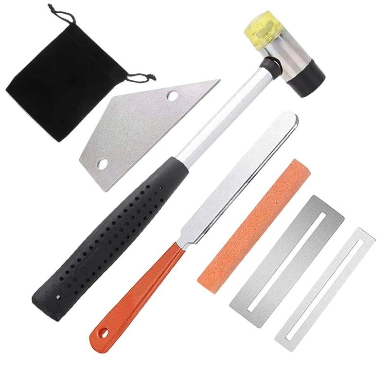 US $11.74 Guitar Luthier Tool Kit Include Fret Rubber Hammer Guitar Fret Crowning File Fret Rocker Leveling 2 Pcs Fingerboard Guards Pr
