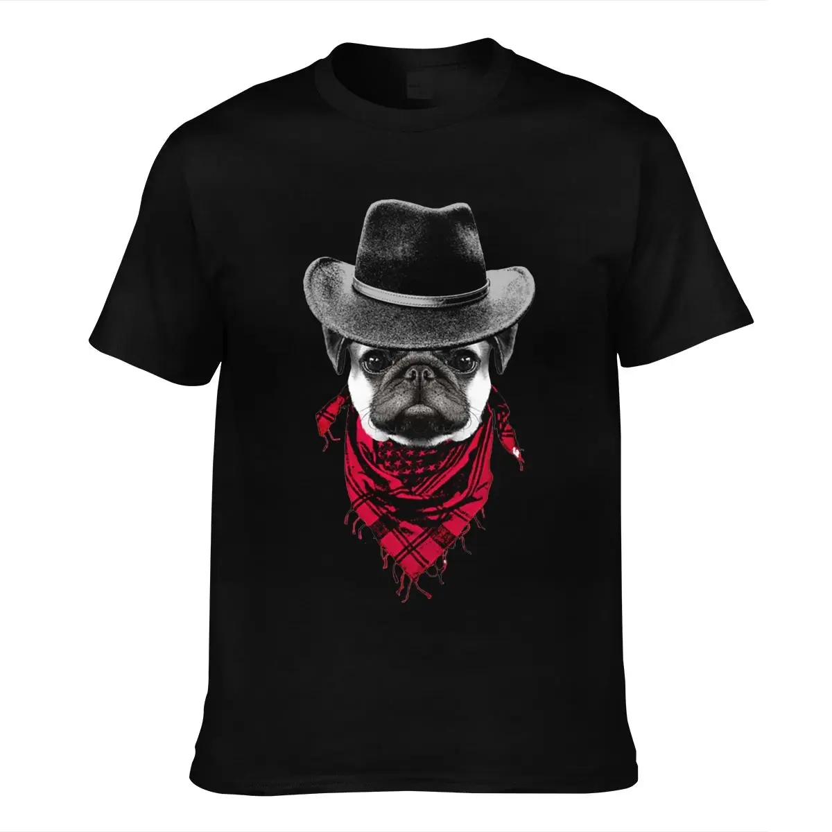 

Cool Men's T-Shirt Cotton Fabric Tops & Tees Short Sleeve Round Collar Unfading Fabric Summer Fall Clothing Animal Cowboy Pug