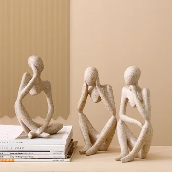 

Forgetive Resin Statues Creative Abstract Thinker People Sculptures Miniature Figurines Craft Office Home Decoration Accessories