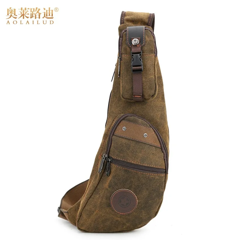 

2019 New Style Occident Fashion Canvas Casual Crescent-Shaped Chest Pack Multi-functional Large-Volume MEN'S Messenger Bag