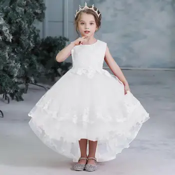 

2020 Girls Children Wedding Dress White First Communion Formal Long Lace Princess Prom Dress Party for Girl 4-10 Year Costume