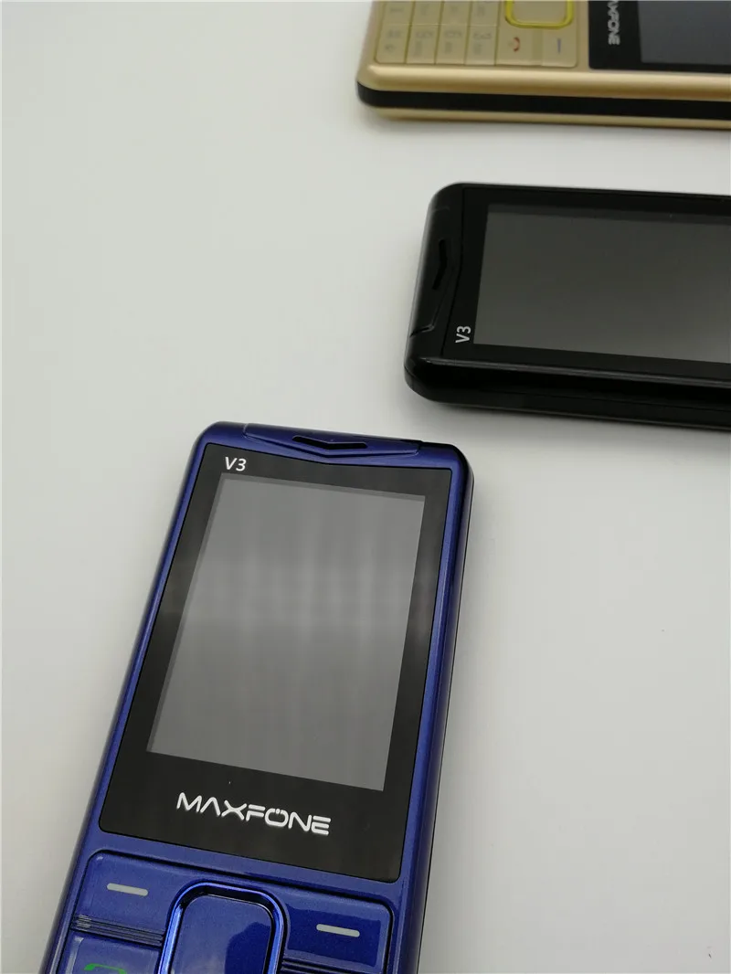 Maxfone V3 кнопочные сотовые телефоны с 1,77 дюймов 2000 мАч две sim-камеры Bluetooth Spotlight большой динамик FM дешевый мобильный телефон