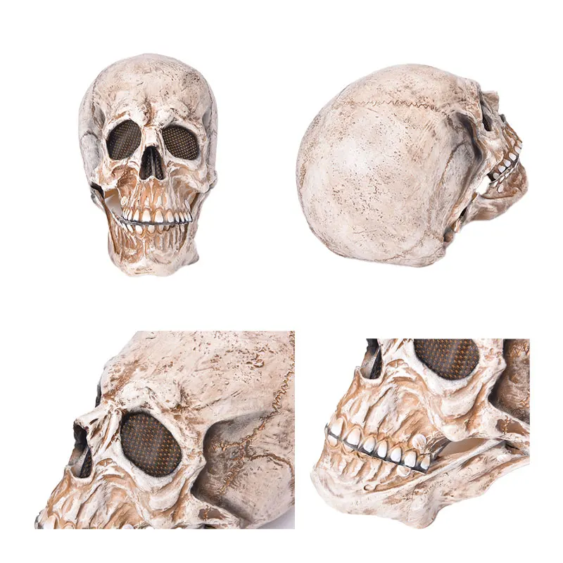 Full Head Skull Mask Helmet With Movable Jaw Halloween Party Prop Latex Headgear | Дом и сад